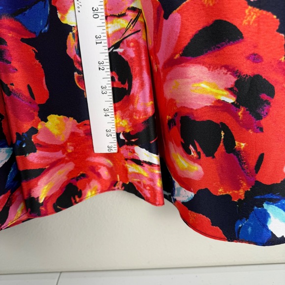 Adrianna Papell Womens 14 Coral Floral Print High Neck Mikado Dress Fit & Flare - Picture 8 of 14